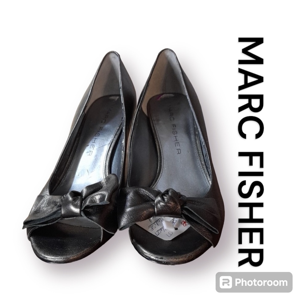 OPEN TOE HEELS MARC FISHER WOMENS GREY SIZE 8.5M